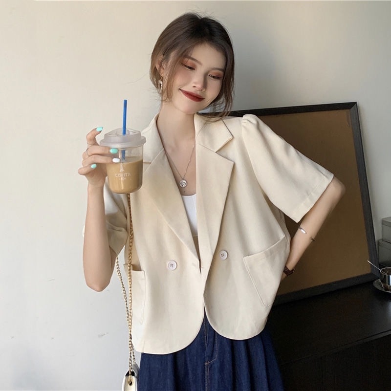 Áo Khoác Vest Mỏng Tay Ngắn Phong Cách Hàn Quốc Thời Trang Mùa Hè Mới Cho Nữ