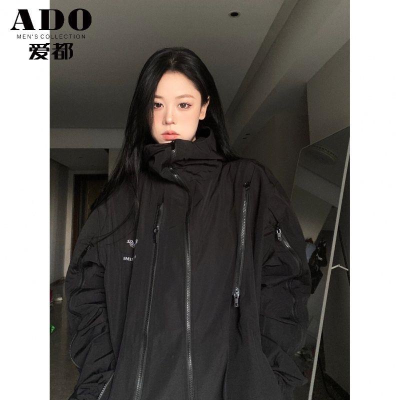 Áo Khoác Có Nón Dáng Rộng Màu Sắc Đơn Giản Phong Cách Hip Hop