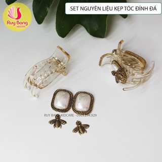 Set nguyên liệu làm kẹp tóc càng cua trong đính đá hottrend 2021