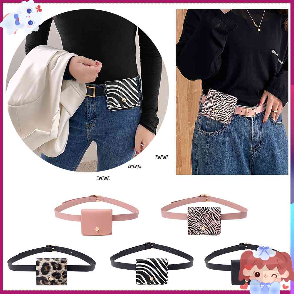 ✿Mars144✿Túi Đeo Hông Mini Bằng Da PU In Họa Tiết Động Vật Tinh Tế Cổ Điển Cho Nữ✿