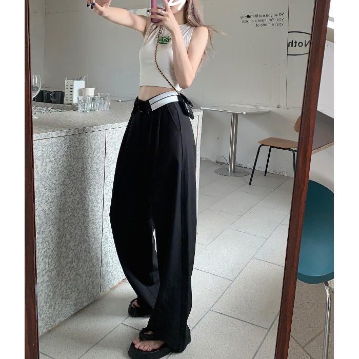 Quần Dài Lưng Cao Ống Rộng Thiết Kế Mới Thời Trang Mùa Hè Dành Cho Nữ