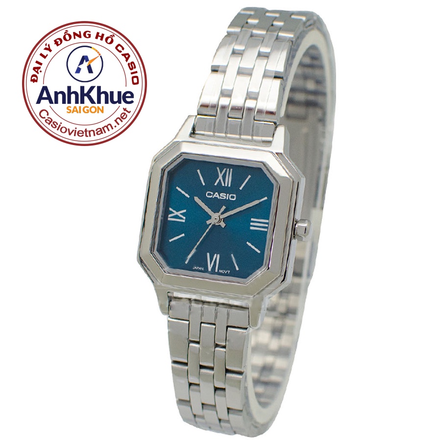 Đồng Hồ Casio Nữ LTP-E169D-2BDF Dây Kim Loại - Mặt Vuông Nền Mặt Xanh - Chống Nước