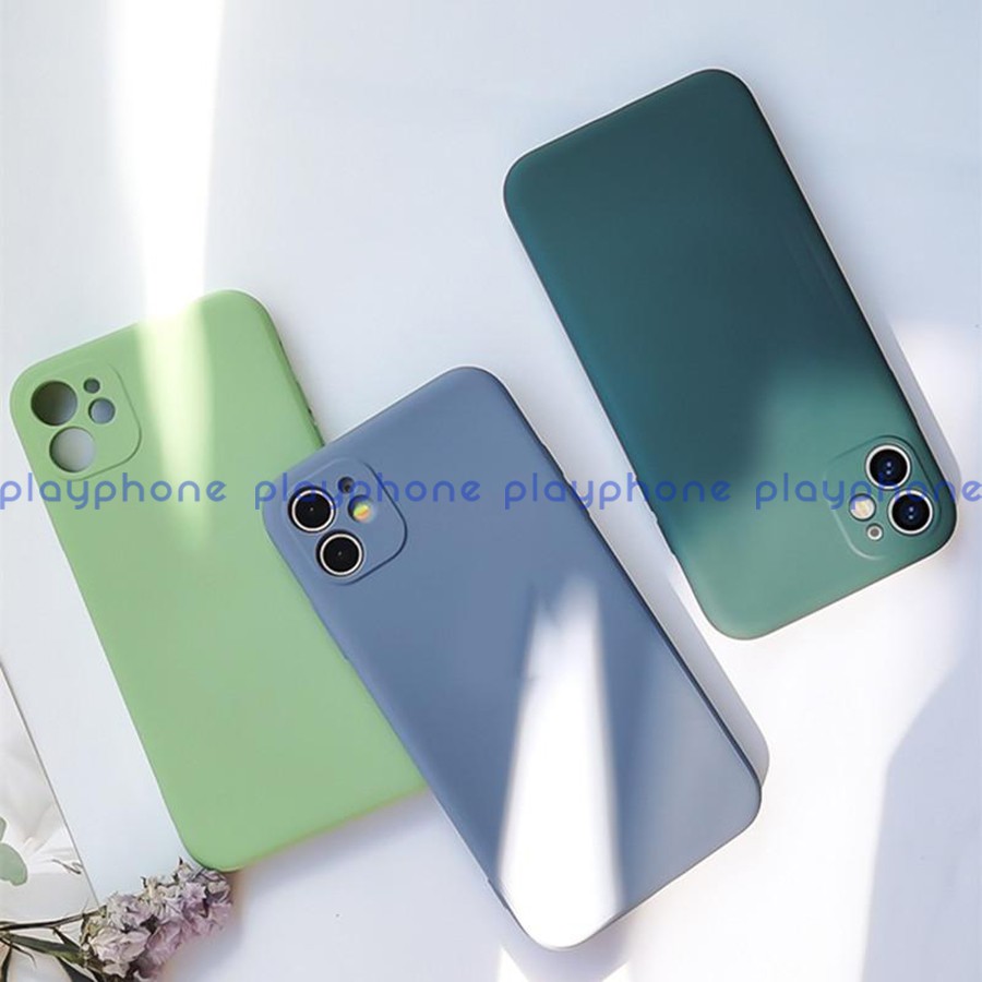 Ốp lưng Silicon chống bẩn viền vuông bảo vệ camera ip 7 8 6 6s Plus Xs Max 11 11 Pro SE 2 2020 12 Mini Pro Max Play