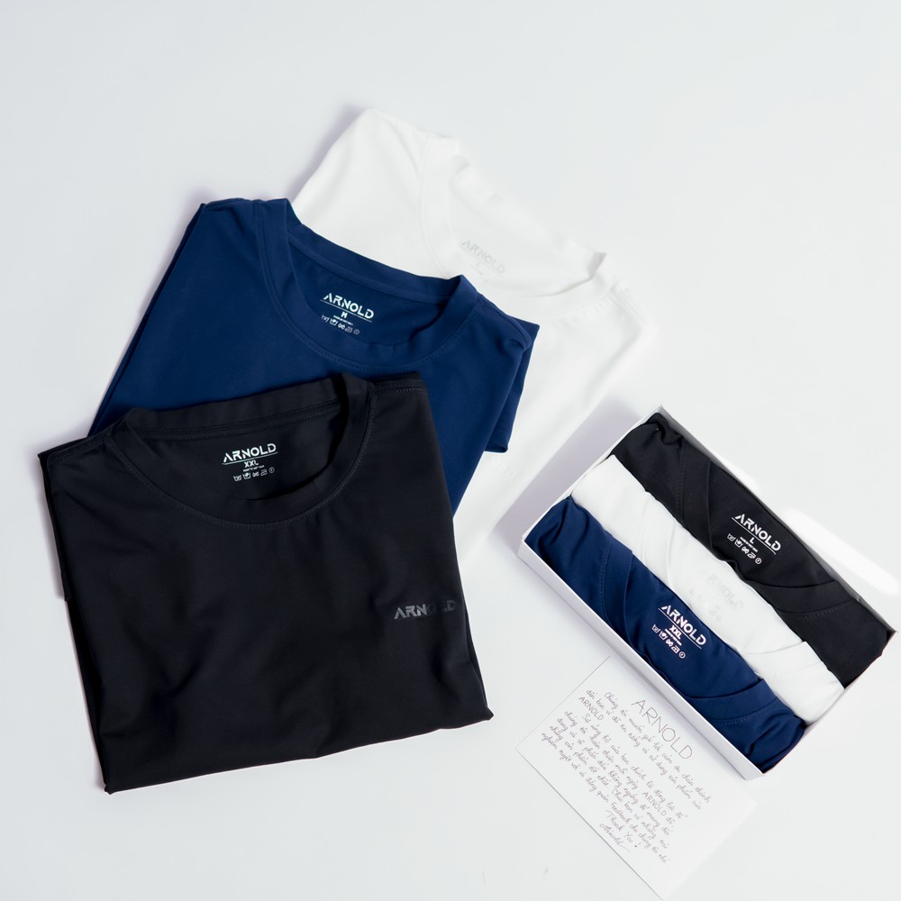 Áo thun trơn cổ tròn basic Arnold - Vải cotton co giãn 4 chiều - Dày dặn form Regular Fit | BigBuy360 - bigbuy360.vn