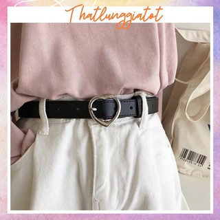 Thắt Lưng Nữ da PU mặt trái Tim bản 2.3cm (Hỗ trợ bấm lỗ, cắt dây nịt) TL011 - Thắt Lưng Giá Tốt