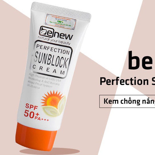 [HÀNG CHÍNH HÃNG] Kem Chống Nắng Dưỡng trắng Da Kiềm Dầu Lên Tông BENEW PERFECTION SUNBLOCK CREAM SPF 50 PA +++ 50ml Hàn