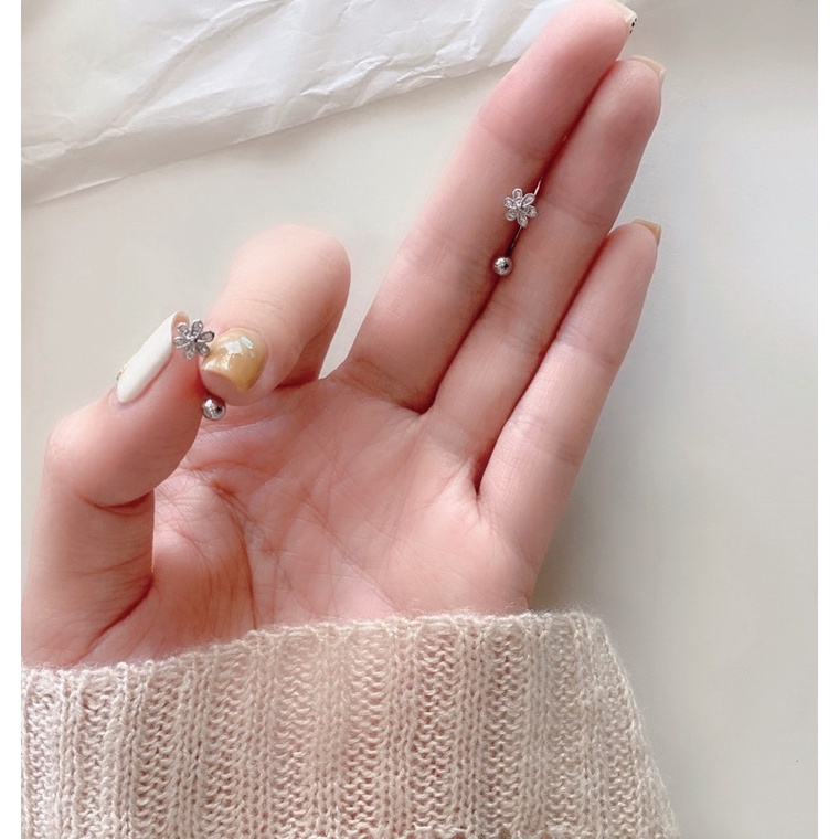ĐỌC KĨ - 1 CHIẾC khuyên hoa đá móc chốt bi
