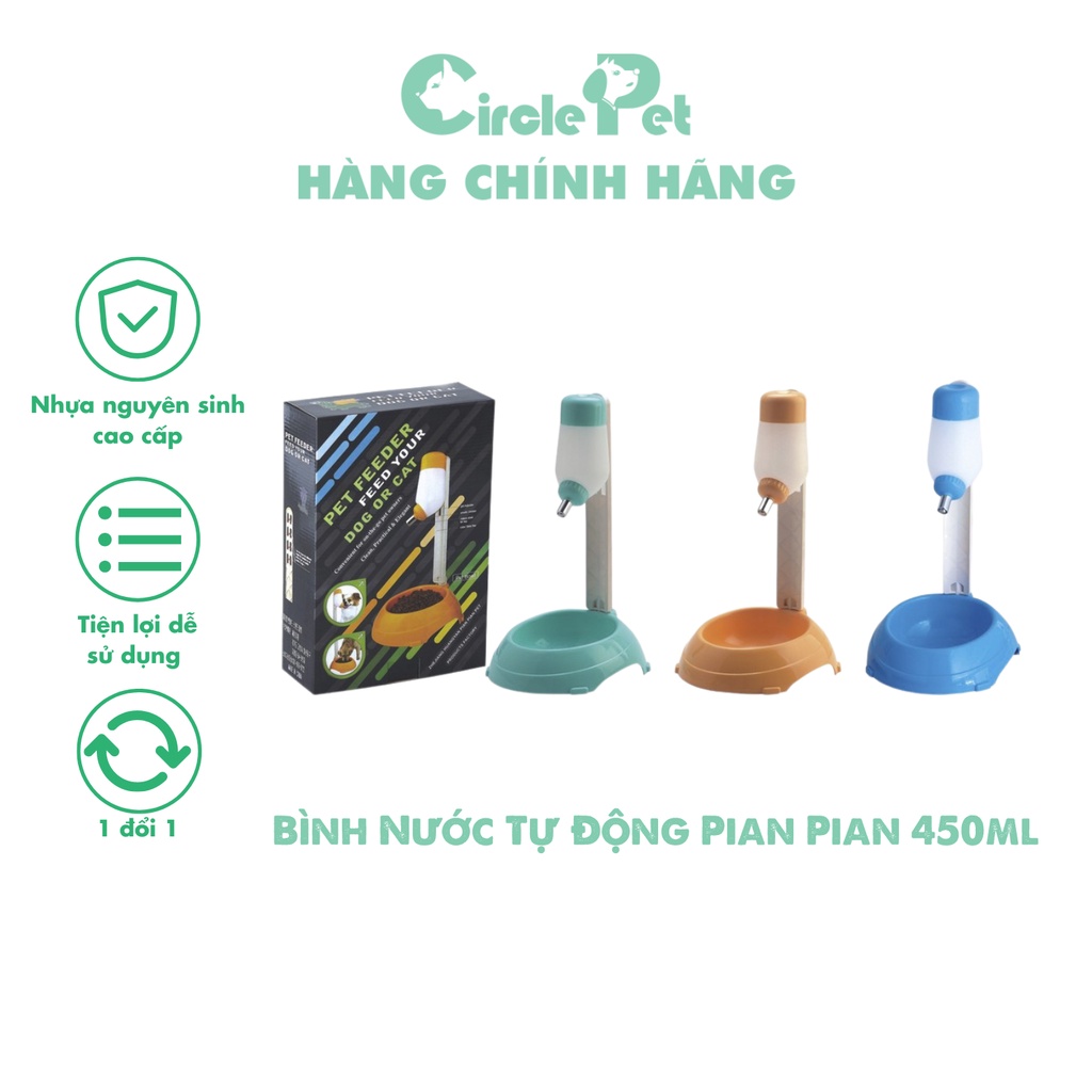 Bình Nước Tự Động Pian Pian Dành Cho Chó Mèo Chất Liệu Nhựa Cao Cấp An Toàn 450ml - Circle Pet