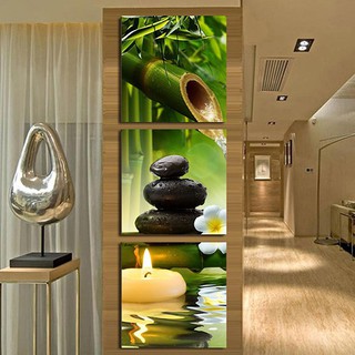 3 chiếc/bộ quà tặng trang trí nhà cửa. Tranh nến tre đá spa không khung