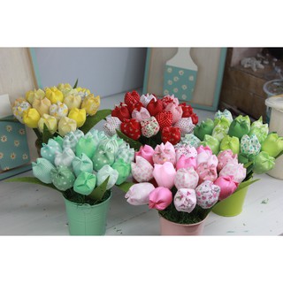 Chậu Hoa TuLip vải Handmade