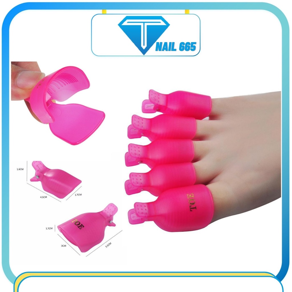 Kẹp ủ tháo gel móng chân , Bộ kẹp ủ tháo phá gỡ sơn gel móng tay chân 1 vỉ 5 chiếc
