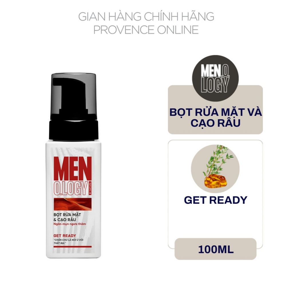 Bọt rửa mặt & cạo râu Men.o.logy ngăn mụn ngừa thâm 100ml - Get ready