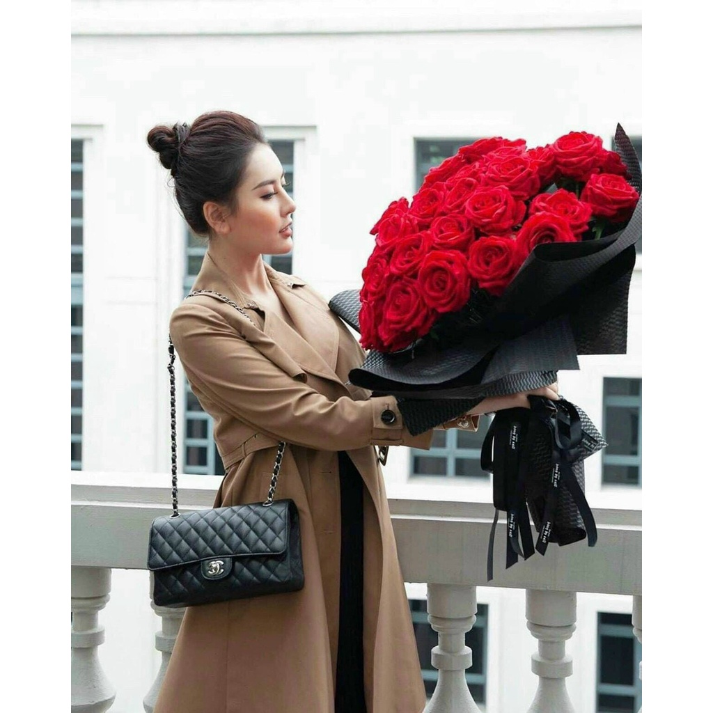 Túi đeo chéo Chan Class SP da caviar, tag bạc Full box size 25/Túi Chan Class SP da caviar Full box, tag bạc size 25