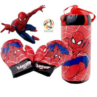 Bao đấm bốc túi đấm + găng tay boxing người nhện spider man