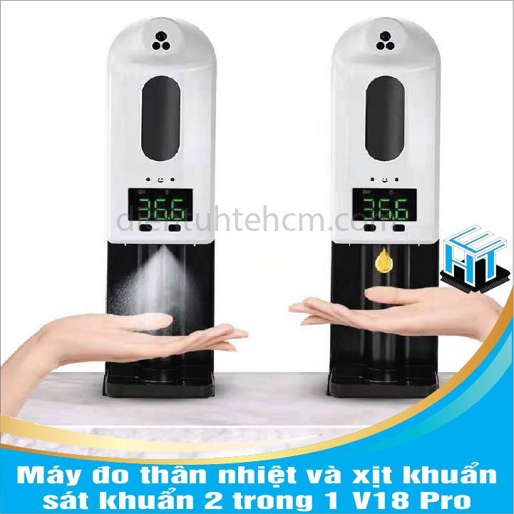 Máy đo thân nhiệt và xịt khuẩn/sát khuẩn 2 trong 1 V18 Pro