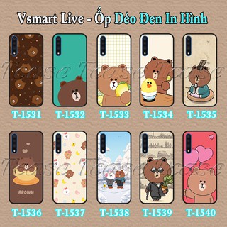 Ốp lưng Vsmart Live dẻo đen in hình BST Gấu Nâu Cute