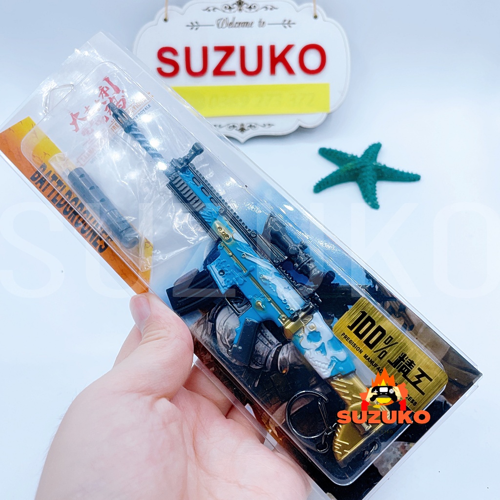 Mô hình kim loại lắp ráp SCAR pubg mini Skin Tidal Force 21cm đồ chơi lắp ghép Tặng kệ đỡ trưng bày