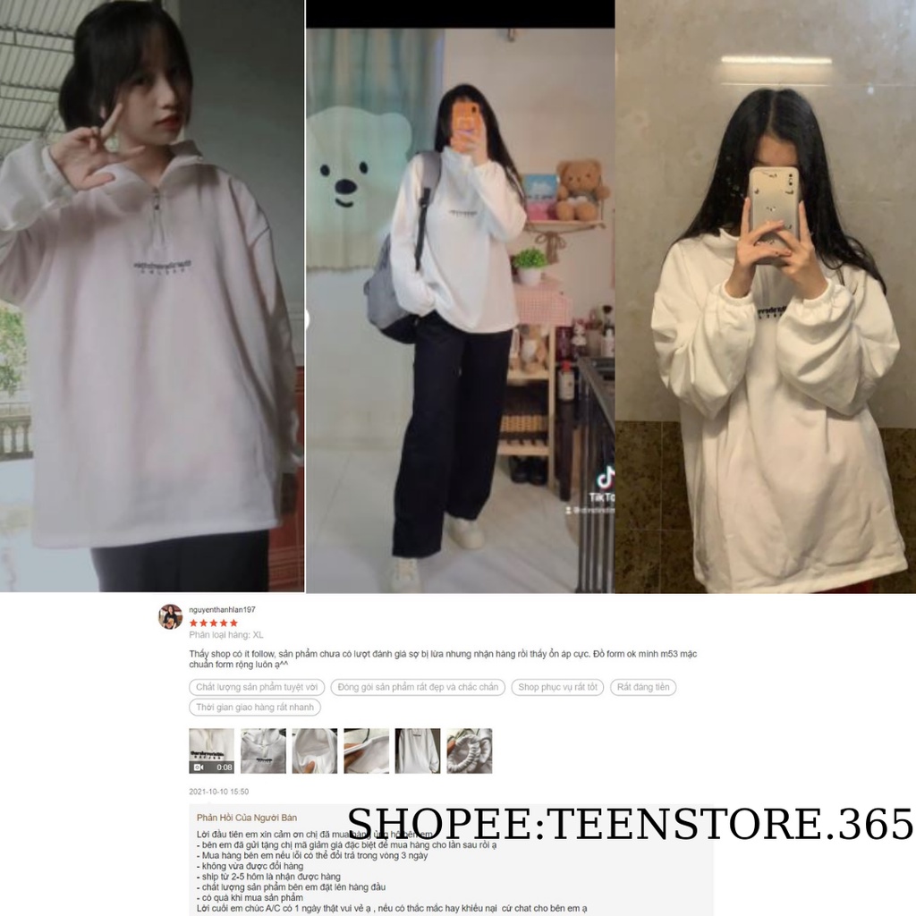 Áo nỉ lông thêu chữ thar  dáng rộng   Áo sweater unisex  chất dày cực hot thu đông 2021  MÃ 593  Teenstore.365