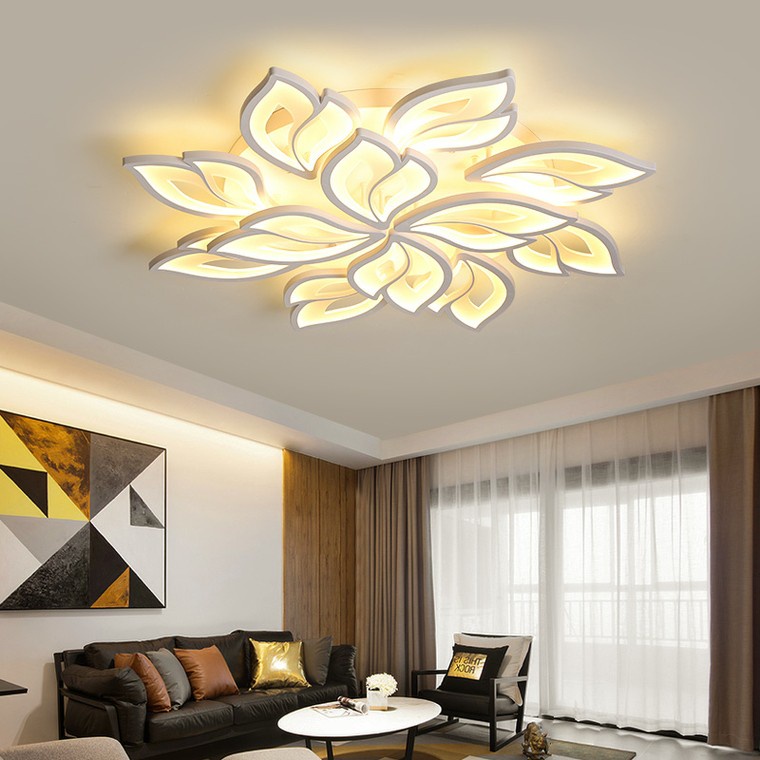 Đèn Mâm Led Ốp Trần 12 Cánh Trang Trí Phòng Khách,Ngủ,Spa,Hội Nghị Có Điều Khiển Phân Tầng 3 Màu Ánh Sáng