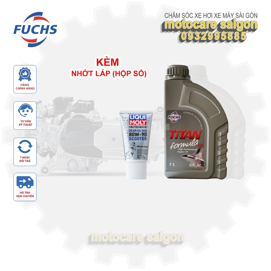 Bộ sản phẩm FUCHS TITAN FORMULA 5W30 + Nhớt Lap