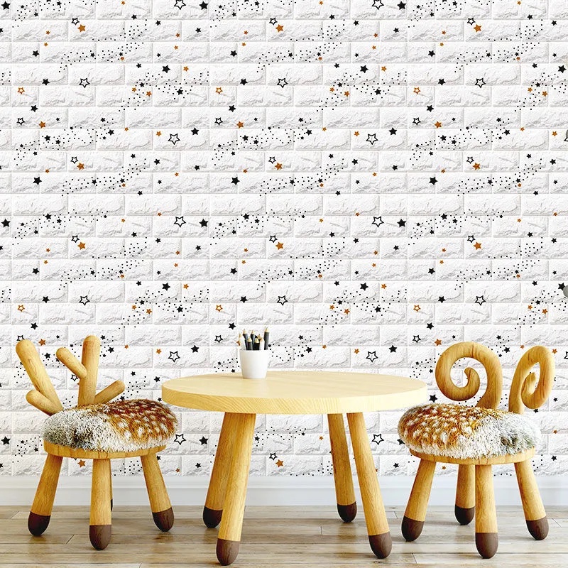Miếng dán tường trang trí phòng khách/phông nền TV tự dính ba chiều 3D DIY