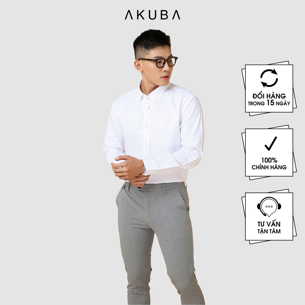 Áo sơ mi nam tay dài cổ button down AKUBA chất liệu 100% Cotton Oxford thoáng mát, kiểm soát nhiệt độ tốt 01M5000