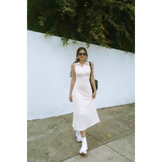 Đầm thun cổ sơ mi thiết kế cao cấp LUCETFASHION Glam Dress