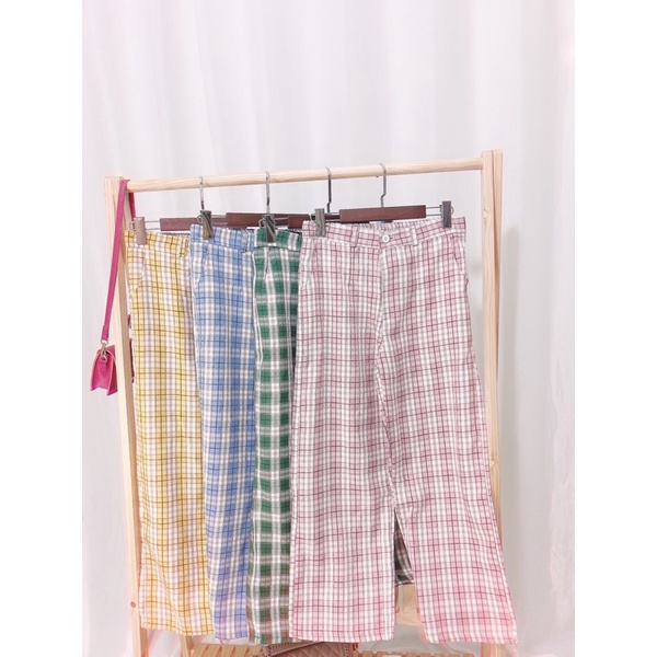 Quần caro sọc ống rộng, QUẦN CULOTES DÀI caro dài 95cm