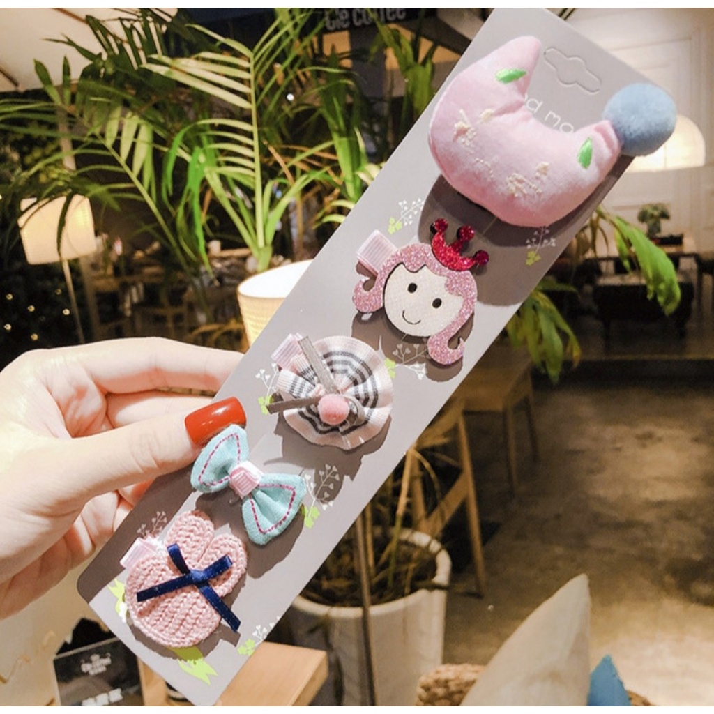 Set 5 kẹp tóc style Hàn Quốc xinh xắn cho bé yêu