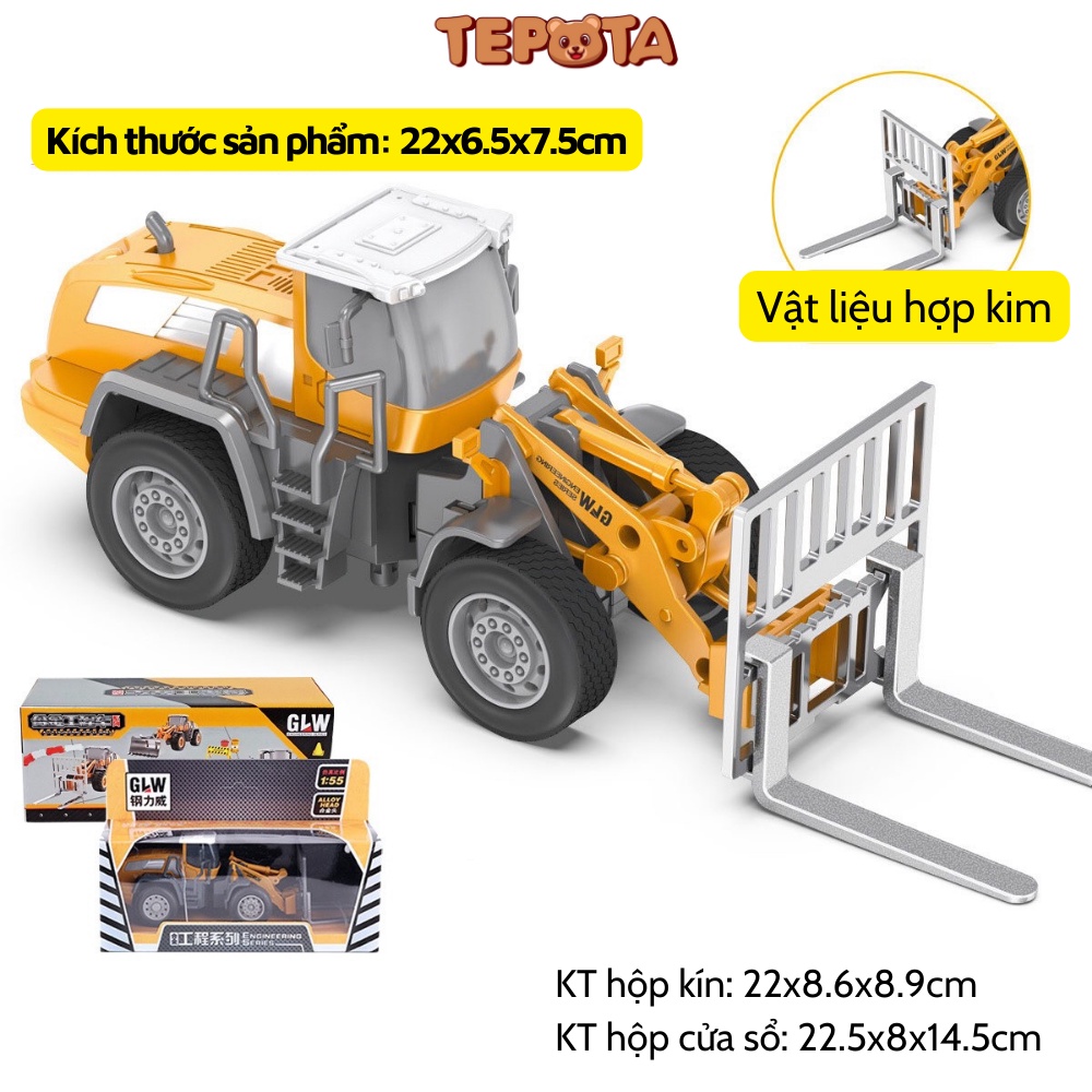 [CÓ HỘP] Xe Nâng Đồ Chơi TEPOTA Mô Hình Xây Dựng Chất Liệu Hợp Kim Cao Cấp An Toàn Cho Bé X03-XENANG