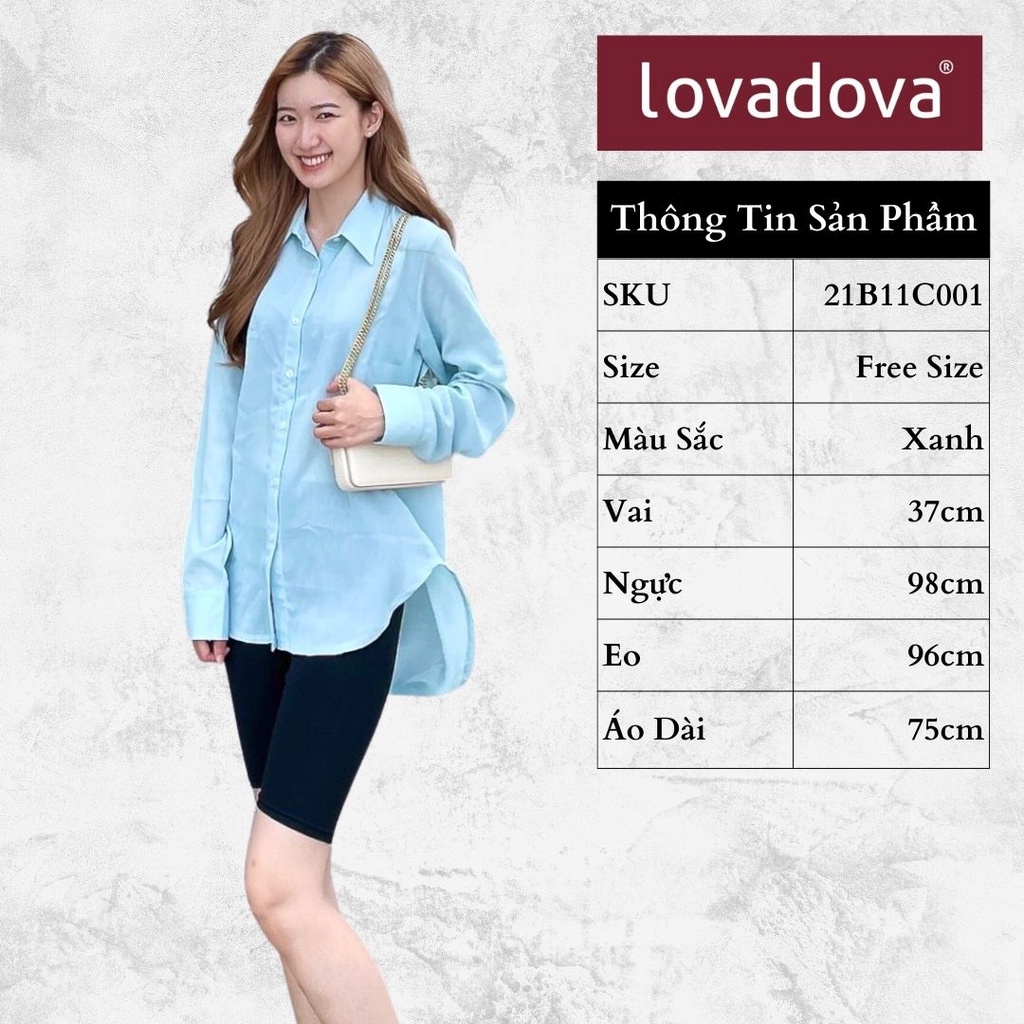 Áo Sơ Mi, Dài Tay, Cách Điệu Đuôi Tôm, Màu Nâu - Lovadova 21B11C001