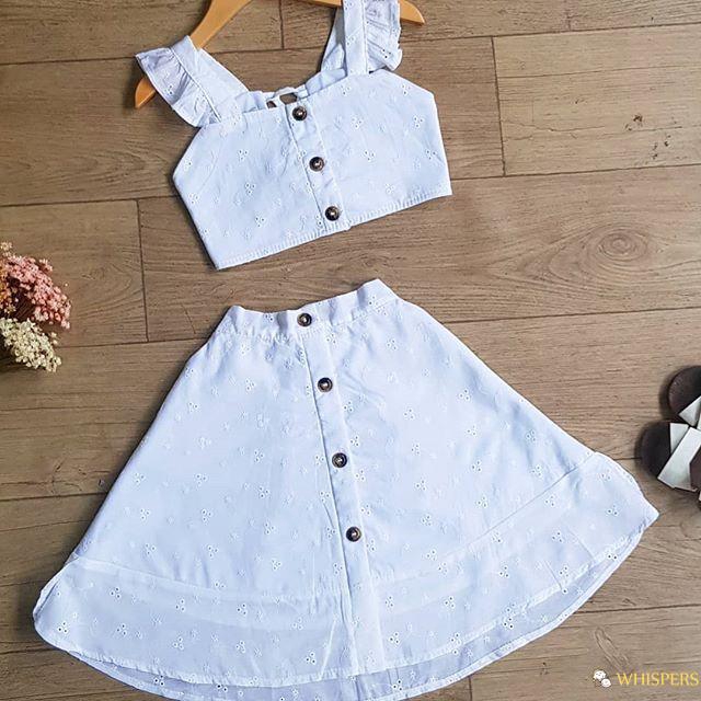 Set Áo Sát Nách + Quần Sọt Lưng Cao Cho Bé Gái (Màu Trắng)
