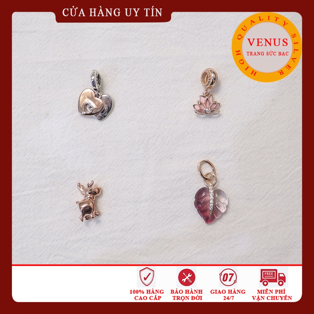 [Charm bạc 925 cao cấp] Charm treo vàng hồng- Mã sản phẩm VENUST1