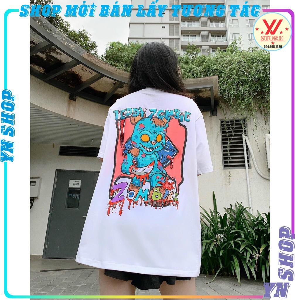 Áo Thun Tay Lỡ Unisex - Áo phông Nam Nữ Form Rộng TEDDY ZOMBILE 2 Màu Siêu Hot - YNSHOP