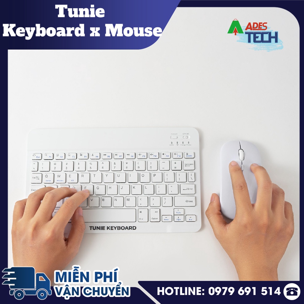Bàn Phím Bluetooth Không Dây Kèm Chuột Dùng Cho Máy Tính Bảng, Điện Thoại Laptop | Tunie Keyboard x Mouse