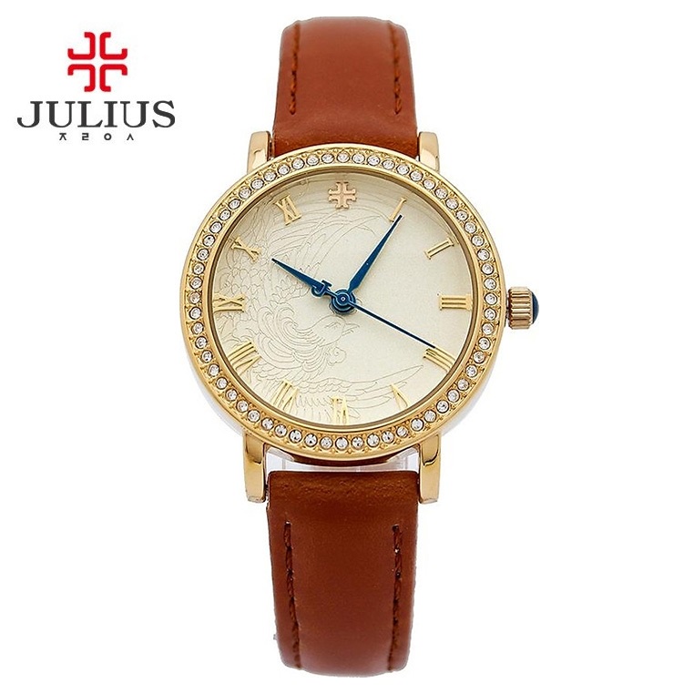 Đồng hồ nữ đính đá dây da Julius Hàn Quốc J thumbnail