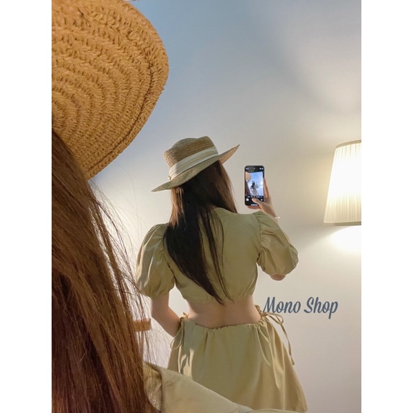 Váy hở eo rút dây, váy khoét eo cổ vuông hở lưng (ảnh thật/sẵn) | BigBuy360 - bigbuy360.vn