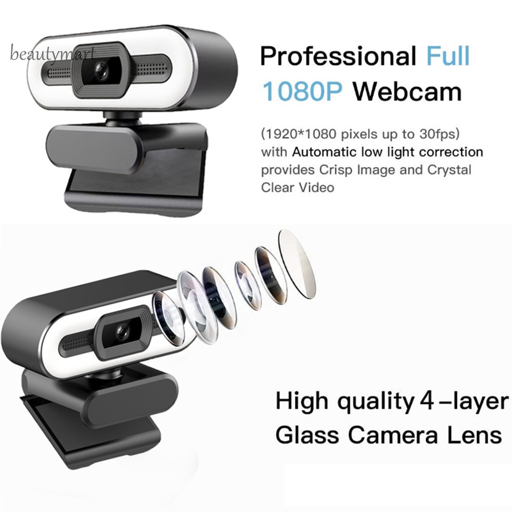 Webcam USB 1080P/2K tự động lấy nét siêu rõ ràng kèm micro cho máy tính | BigBuy360 - bigbuy360.vn