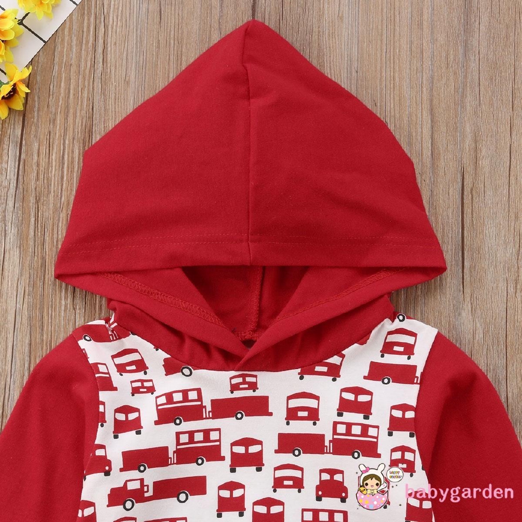 Bộ áo liền quần hoodie in hình xe hơi dễ thương cho trẻ sơ sinh