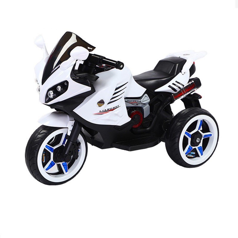 Xe máy điện moto 3 bánh LB-517 đồ chơi đạp ga cho bé vận động (Xanh - Đỏ - Trắng)