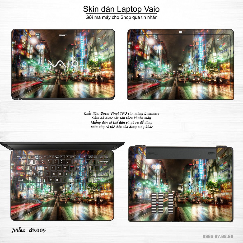 Skin dán Laptop Sony Vaio in hình thành phố (inbox mã máy cho Shop)