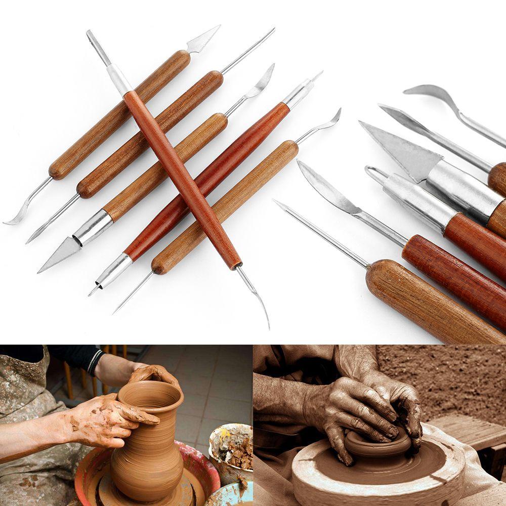 Bộ 6 Dụng Cụ Điêu Khắc Tạo Hình Đất Sét Với Tay Cầm Gỗ