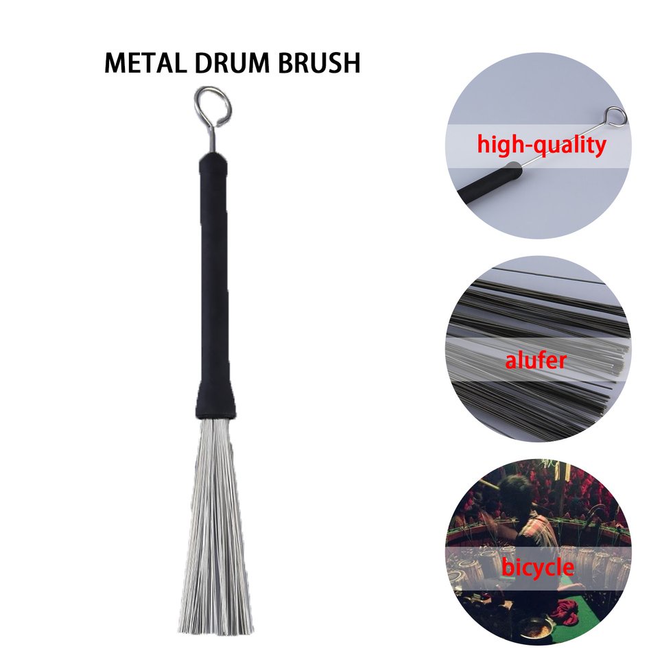 Durable Rubber Handle Metal Wire Drum Throw Retractable Brushes Sticks