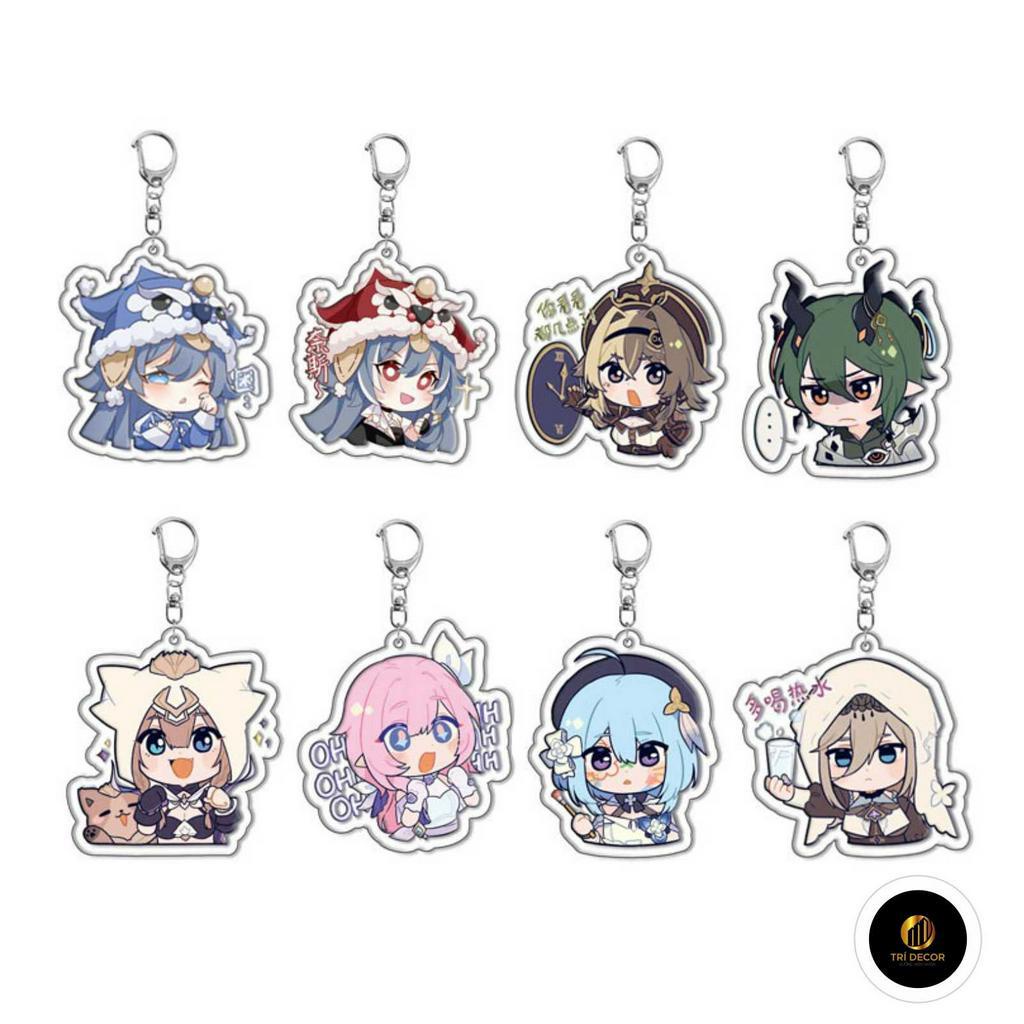 (BIỂU CẢM) Móc khóa HONKAI IMPACT game mica trong acrylic chibi anime cute xinh xắn