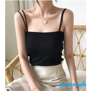 Áo Hai Dây Dệt Kim Màu Sắc Trơn Thời Trang Cho Nữ