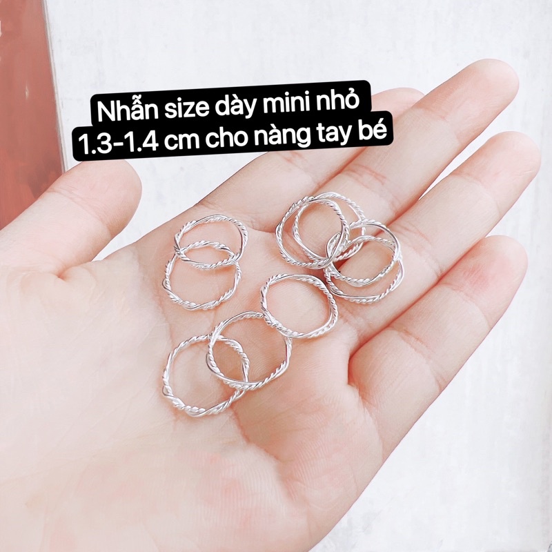 Nhẫn Bạc nữ DaLiA Jewelry xoắn basic, đủ size nhỏ đến to, hàng dày dặn