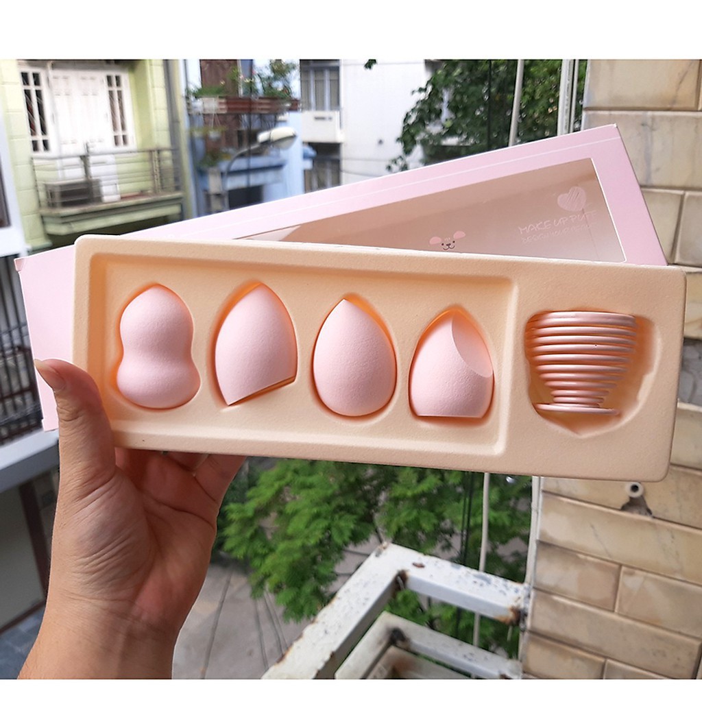 Set 4 Bông Tán Nền Kèm Gọng UUYP Make Up Puff