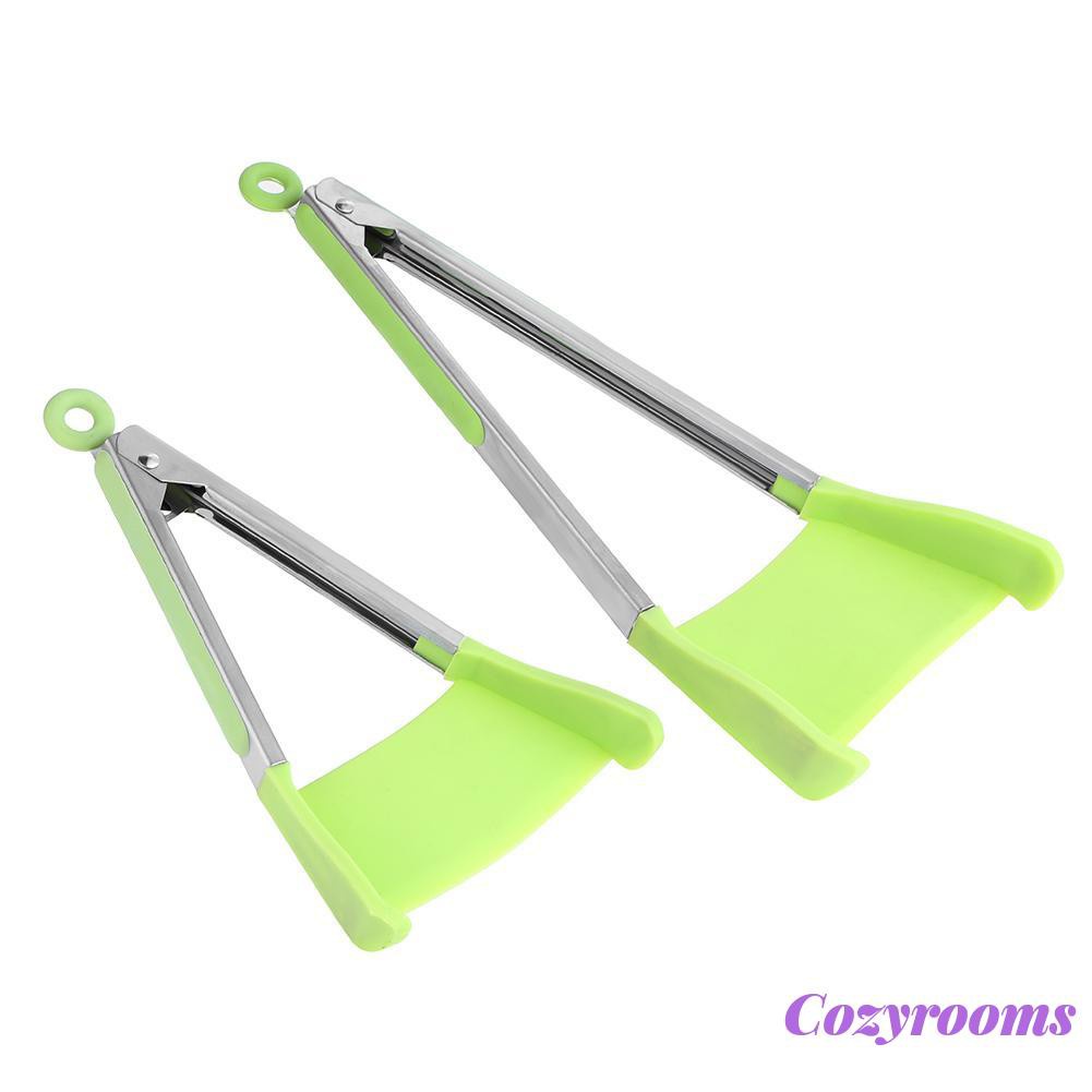 Cozy 2 in 1 Non-stick Heat Resistant Silicone Clever Tongs Clip Kitchen Spatula