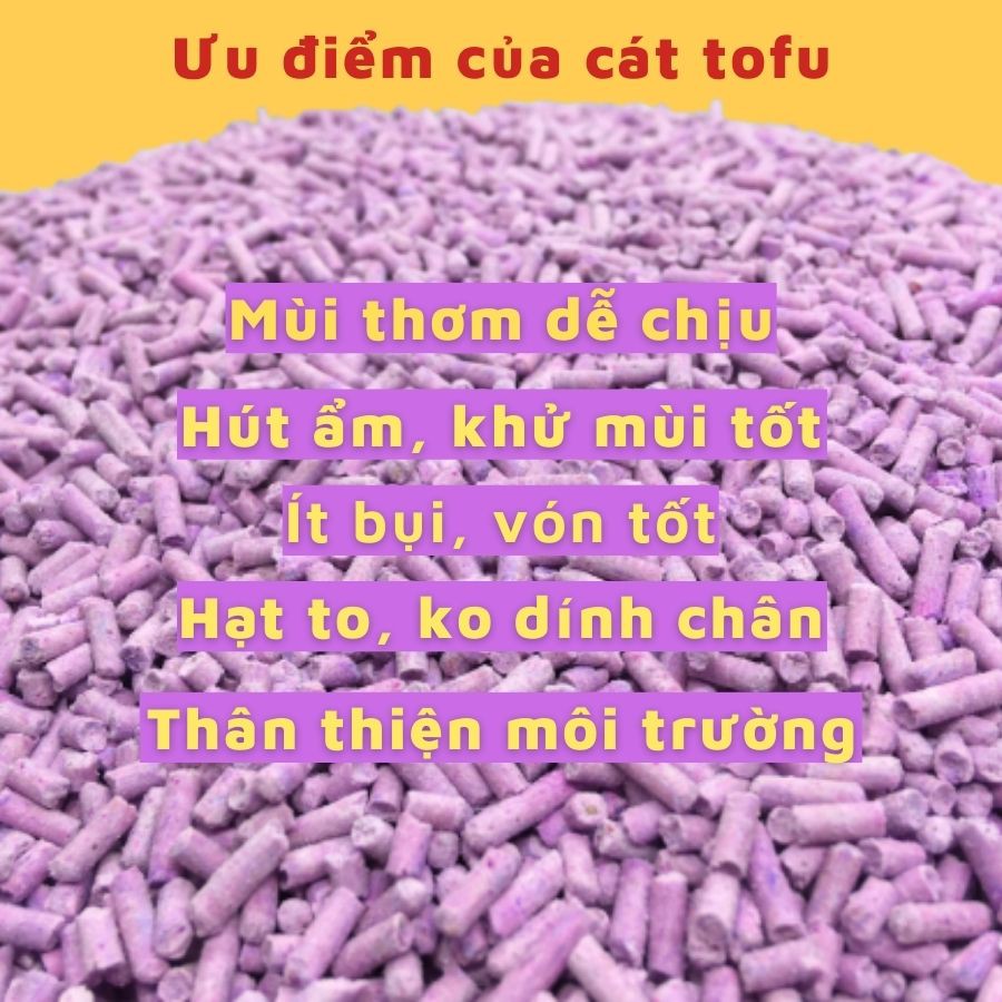 Cát đậu nành tofu đậu phụ cho mèo vệ sinh túi 6lit-2kg mùi trà xanh, lavender