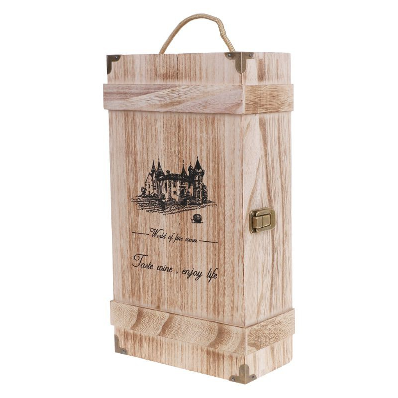 Hộp Gỗ Đựng Chai Rượu 2 Ngăn Phong Cách Vintage